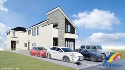 駐車2台可能で、陽光溢れる4LDKの邸宅です。
収納スペースも豊富で、リネン庫、ホール収納、季節もの入れ替え楽々なウォークインクローゼット2箇所完備で快適な住環境が整っております。
外観パース