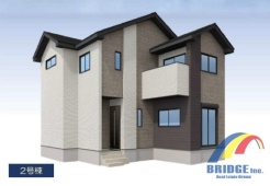 駐車2台可能で、開放的でお洒落なLDK折上天井設計の邸宅。
収納スペース豊富で、季節もの入れ替え楽々なウォークインクローゼット完備、利便性に長けた環境です。
外観パース